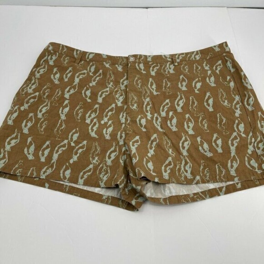 ASOS White Shorts 48 Mens Casual Brown Multi Color Flat Front Zip Pockets